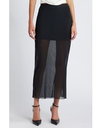 Open Edit - Sheer Mesh Midi Skirt - Lyst