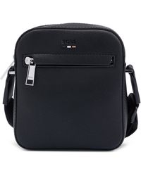 BOSS - Ray North/south Faux Leather Messenger Bag - Lyst