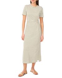 Two By Vince Camuto - Cotton Striped Ruched Midi Dress - Lyst