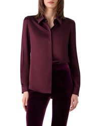 Akris - Stretch Silk Satin Button-Up Top - Lyst