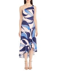 Maggy London - Abstract Print Asymmetric Midi Dress - Lyst