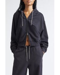 Alexander Wang - Rhinestone Drawstring Zip Hoodie - Lyst