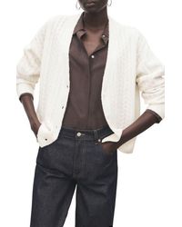 Mango - Cable V-Neck Cardigan - Lyst
