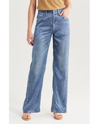 Rag & Bone - Miramar Trompe L'Oeil Faux Denim Satin Pants - Lyst