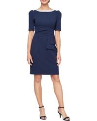 Alex Evenings - Crystal Detail Stretch Crepe Cocktail Sheath Dress - Lyst