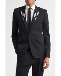 McQueen - Rever Crystal Embellished Peak Lapel Blazer - Lyst
