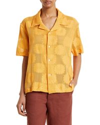 Bode - Sunflower Lace Short Sleeve Button-up Shirt - Lyst