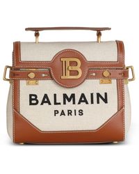 Balmain - B-buzz 23 Canvas & Leather Top Handle Bag - Lyst