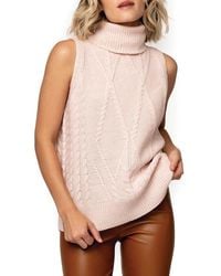 Gibsonlook - Cable Stitch Sleeveless Turtleneck Sweater - Lyst
