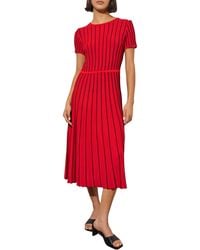 Ming Wang - Stripe A-line Midi Sweater Dress - Lyst