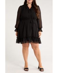 Cece - Ruffle Tie Waist Long Sleeve Dress - Lyst