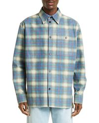 Bottega Veneta - Plaid Flannel Print Leather Shirt Jacket - Lyst