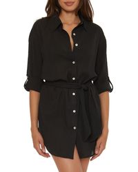 Becca - Long Sleeve Cotton Gauze Cover-up Shirtdress - Lyst