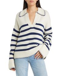 Rails - Stripe Wool & Cashmere Polo Sweater - Lyst