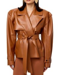 Naked Wardrobe - Faux Leather Crop Trench Coat - Lyst
