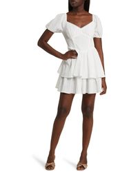 All In Favor - Crinkle Tiered Minidress In At Nordstrom, Size X-small - Lyst