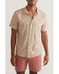 Marine Layer - Palme Tree Short Sleeve Stretch Cotton Button-up Shirt - Lyst