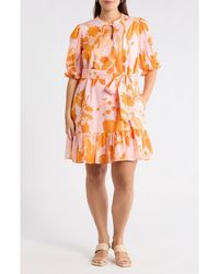 Sugarlips - Lenira Floral Negin Split Neck Minidress - Lyst