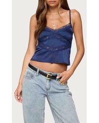 Edikted - Lace Inset Crop Satin Camisole - Lyst