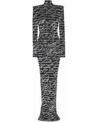 Balmain - Long Love Letter Jacquard Knit Dress - Lyst