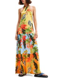 Desigual - Tropical Halter Neck Maxi Dress - Lyst