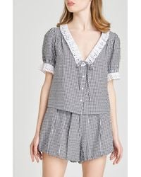 Wayf - X Styled By Coco! Maggie Eyelet Detail Seersucker Top - Lyst