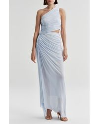 A.L.C. - Cleo One-Shoulder Cutout Detail Asymmetric Mesh Maxi Dress - Lyst