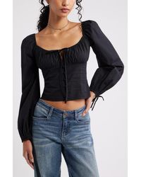 BP. - Long Sleeve Corset Cotton Crop Top - Lyst