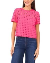 Cece - Circle Eyelet Cotton Top - Lyst