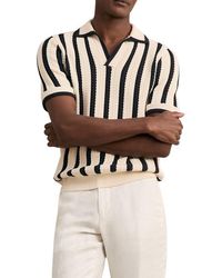 Reiss - Duncan Texture Stripe Polo Sweater - Lyst