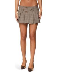 Edikted - Lockette Plaid Pleated Miniskort - Lyst