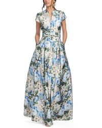 Sachin & Babi - Marta Floral Print Belted Mikado Gown - Lyst