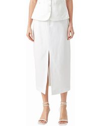 Endless Rose - Front Slit Linen Blend Midi Skirt - Lyst