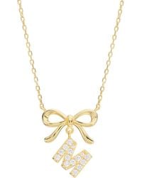 ATHRA LUXE - Cubic Zirconia Bow Initial Pendant Necklace - Lyst