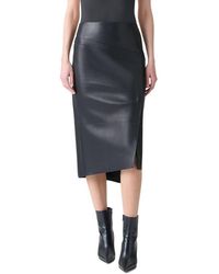 Akris - Lambskin Leather Asymmetric Midi Skirt - Lyst