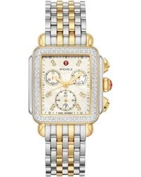 Michele - Deco Diamond Chronograph Bracelet Watch - Lyst