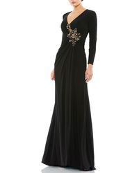 Mac Duggal - Embellished Long Sleeve Jersey Gown - Lyst