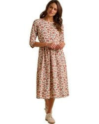 Brakeburn - Beech 3/4 Sleeve Waist Tie Midi Dress - Lyst