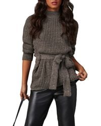Vici Collection - Wixson Rib Belted Mock Neck Sweater - Lyst