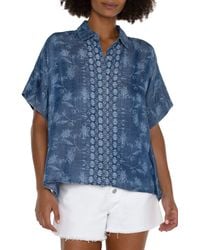 Liverpool Los Angeles - Floral Print Short Sleeve Button-up Shirt - Lyst