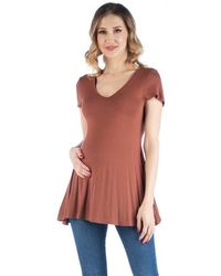 24seven Comfort Apparel - Maternity Short Sleeve Flared Tunic Top - Lyst