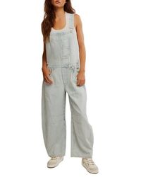 Free People - Good Luck Stripe Barrel Leg Overalls - Lyst