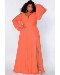 Johnathan Kayne for Sydneys Closet - Cold Shoulder Chiffon Plus Size A-Line Evening Gown - Lyst