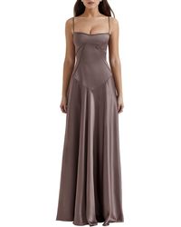 House Of Cb - Anabella Lace-up Satin Gown - Lyst