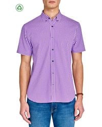 Con.struct - Slim Fit Mini Check Recycled 4-Way Stretch Performance Short Sleeve Shirt - Lyst