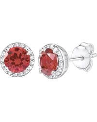 Donatello Gian - Sterling Created Ruby Halo Studs - Lyst