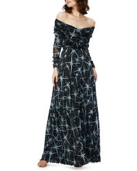 Diane von Furstenberg - Stassi Print Off The Shoulder Long Sleeve Maxi Dress - Lyst