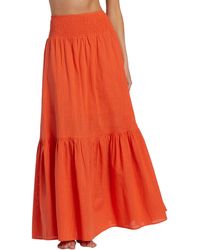 Billabong - In The Palms Tiered Cotton Maxi Skirt - Lyst