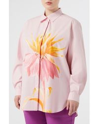 Marina Rinaldi - Tartufo Placed Embroidery Cotton Button-Up Shirt - Lyst