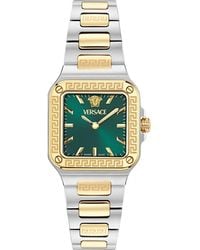 Versace - Greca Edge Two-Tone Bracelet Watch, 30Mm X 30Mm - Lyst